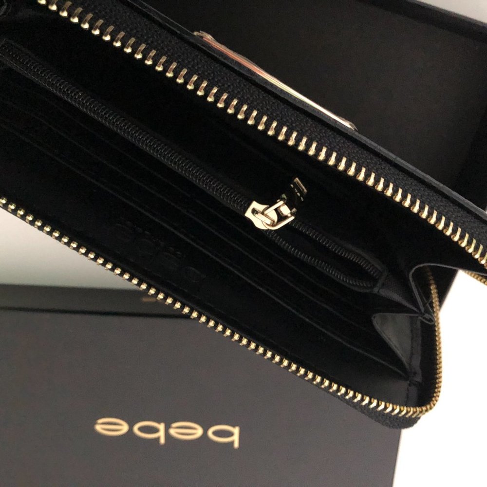 BEBE Signature Black NWT Natalie Croco Wallet - Picture 5 of 6